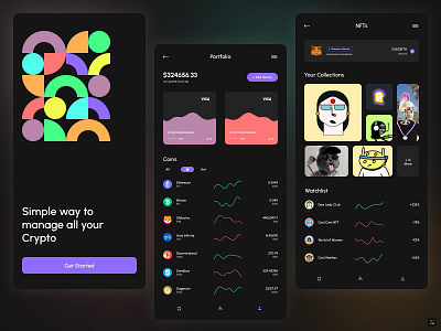 Simple Crypto - A Crypto Managing Platform app bitcoin blockchain btc crypto cryptocurrency dao daos design eth ethereum graphic design metamask minimal mobile mobile app nft nfts ui web3