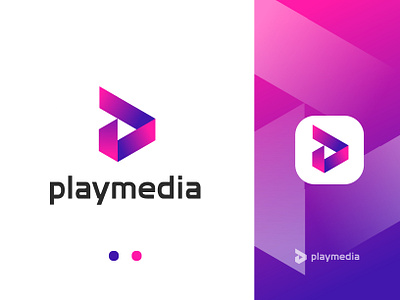 Playmedia Logo brand branding clean design logo logo design modern music play playmedia unique visual identity