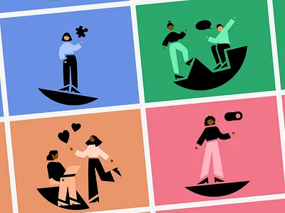 Landingi - Illustration blue branding design green illustration orange people pin ui vector 插图