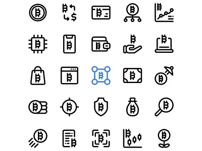 Bitcoin icon set bitcoin blockchain crypto cyrptocurrency design icon icon design icon set iconography icons illustration logo ui vector