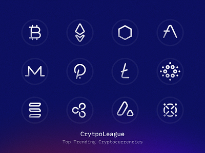 CrytpoLeague - Top Trending Cryptocurrencies bitcoin branding crypto cryptocurrencies design etherium icon illustration logo minimal ui ux vector web