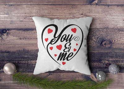 Free You & Me Cushion Mockup 3d animation branding cushion design download mockup free graphic design heart heartshape illustration logo love mockup modern new shape ui vector