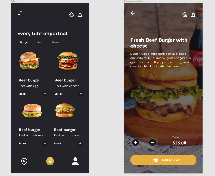 Food App app design typography ui ux