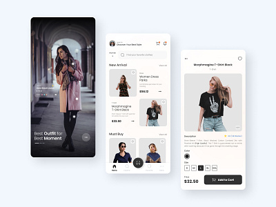 Fashion Store App Design Concept app design apparel application branding clean clothing clothing app clothing store e commerce ecommerce fashion fashion app fashion store minimalist online store outfit shop app shopping app uiux women fashion