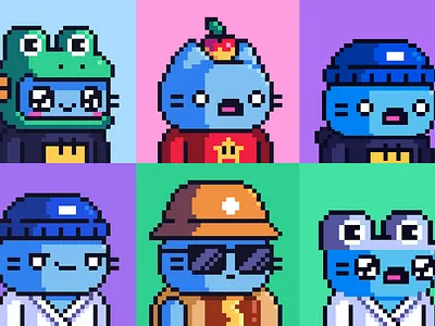 Blue characters NFT illustration design illustration