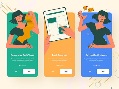 Task Management App Onboarding Screens app app design creative design design inspirations design trends management mobile design onboarding screens task management app tasks tracking progress app ui ui design ui designer ui screens uiux ux