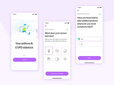 Smart inhaler app - onboarding app health onboarding progress sign in ui