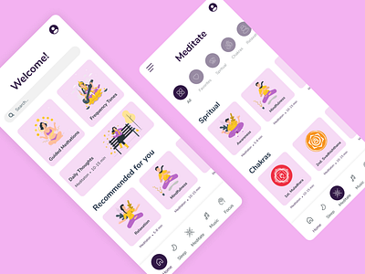 Meditation App adobe xd app application design figma illustration meditate meditation relaxation ui ux