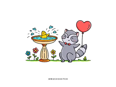 Valentine love 💕 affinity designer animal illustration balloon bird character design critters cute animals february flowers garden heart illustration illustrator love procreate raccoon valentine valentines day vector woodland