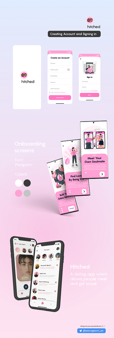 Hitched Mobile Dating App dating design mobile mockup ui