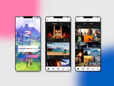 ZETACAM - Virtual Photography App app blur cards dark dashboard esports game ios login photography ui ux videogame virtual