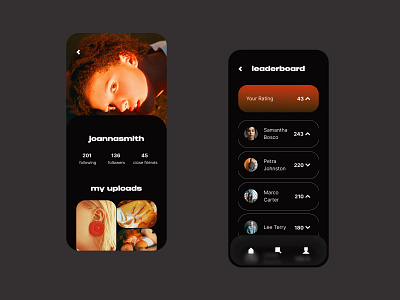 Social Media Application — User Profile app application clean gradient interface leaderboard minimalistic mobile design modern profile rebellion socail application social social app social media teenage teenage social app user profile young