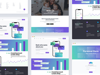 Personal Bank- the first step to financial freedom app bank figma grdient kit landing page mobile one page personal site utitled ui website