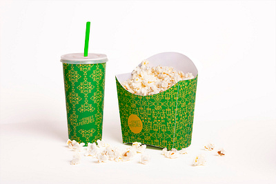 Street Features Packaging african box cinema drink movies packaging pattern popcorn retro