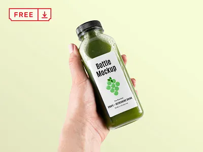 Free Healthy Bottle Mockup bottle branding design download free freebie healthy identity logo mockup mockups plastic bottle psd template typography