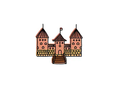 Trakai Castle, Lithuania architecture branding design hand drawn icon illustration landmark logo sketch vector