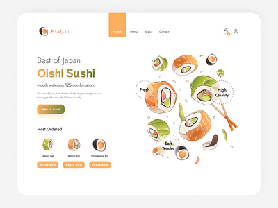 Japan food Sushi Landing Page design fast food food food website japan food landing landing page order food restaurant sushi sushi app sushi website ui design ux website website design