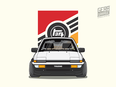 Chibi Corolla AE86 Trueno anime automotive car cartoon chibi corolla design digital illustration geragarageid illustration oldschool transportation vector vector art vehicle wheels