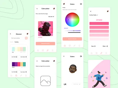 Colora - Color palette mobile app art autopick color color color palette color picker colour generator contrast design digital art discover explore figma hue illustration mobile app palette trending ui ux