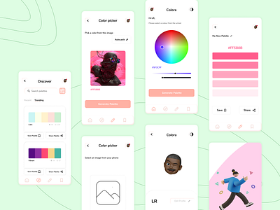 Colora - Color palette mobile app art autopick color color color palette color picker colour generator contrast design digital art discover explore figma hue illustration mobile app palette trending ui ux