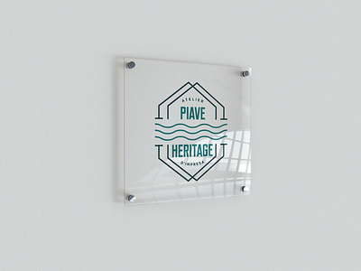 Piave Heritage (logotype mock-up) badge branding design graphic design hexagon shape italy logo logo design logotype logotype design mock up piave sign sign mock up typography