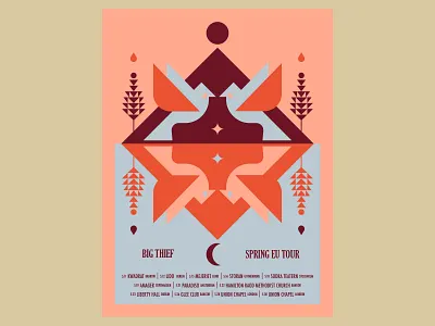 Big Thief Poster band big thief birds colorful colorism fleeting geometric gig poster introspection mirror mountains music pastels reflection satisfying symmetry