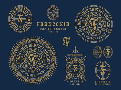 Franconia Baptist Church badge branding design engraving etching illustration logo logo design peter voth design responsive branding vector