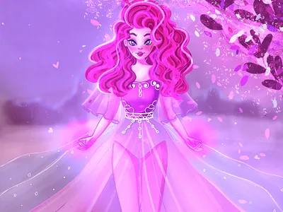 Goddess of love cartoon style character design disney style female character illustration love romantic