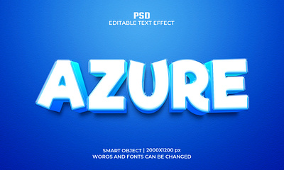 AZURE Editable 3D Text Effect Psd Template 3d text effect typography