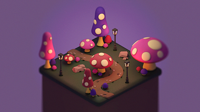 Tiny Worlds: Mushroom Forest 3d 3d modelling blender illustration isometric mushroom mushroom forest mushrooms tiny world