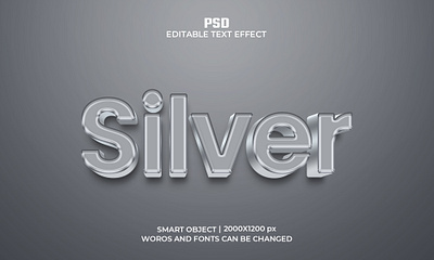 Silver Editable 3D Text Effect Psd Template text text effect