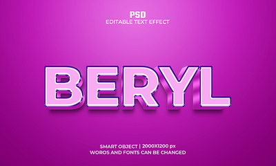 Beryl Editable 3D Text Effect Psd Template 3d text effect text