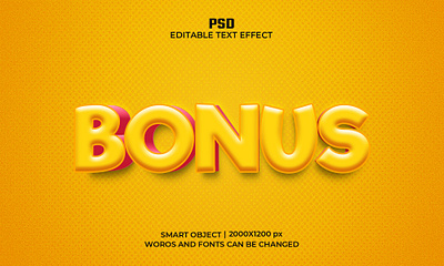 BONUS Editable 3D Text Effect Psd Template bonus text effect text