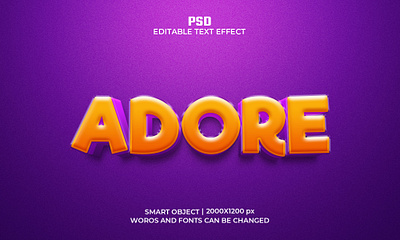 ADORE Editable 3D Text Effect Psd Template typography