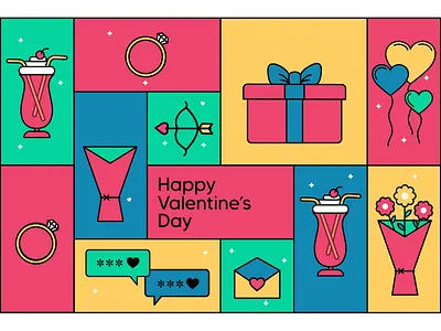 Valentine's Day animation arrow design flowers graphic design graphics grid heart icon illustration love mail milkshake motion graphics rings valentines valentinesday
