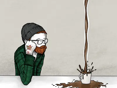 first i drink the coffee... beard coffee dark roast design espresso hipster illustration mug procreate