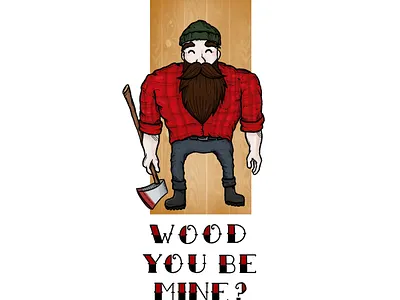 wood you be mine? axe beard design hipster illustration love lumber lumberjack procreate tree wood
