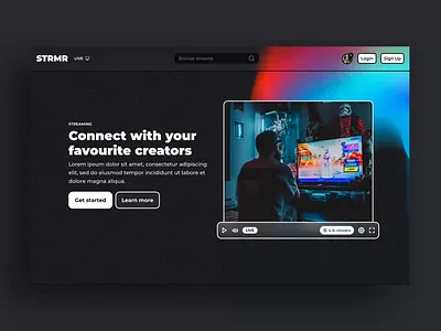 Streaming landing page animation design system landing page stream streaming ui ui kit video