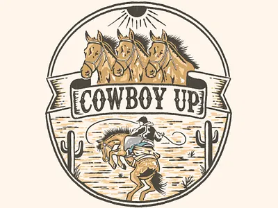 “ COWBOY UP” animation branding cowboy graphic design horse logo tshirt vintage western