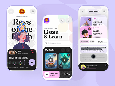 Audiobook App UI Concept app design college e learning education learning learning platform mobile app online class online course online education school ui university ux