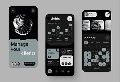 Client Management Mobile App business growth business planner client management data insights interactive design mobile app mobile interface mobile platform modern design productivity tool professional app smart scheduling task management typography ui design user experience ux design ux ui visual identity