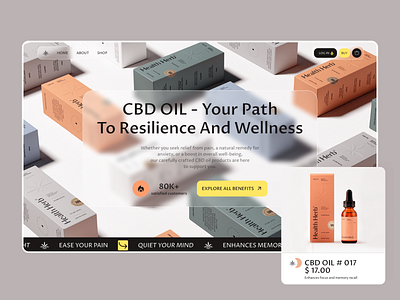 CBD Oil E-Commerce Landing Page cbd oil cbd store digital storefront e commerce e commerce website health intuitive interface landing page modern layout online shopping organic design product showcase shopping typography ui design ux design ux ui web design website wellness design