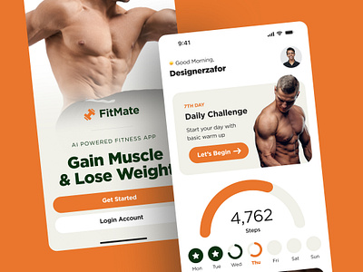 FitMate – AI-Powered Personal Fitness Coach app ui app user interface designerzafor exercise app figma design fitness fitness app mobile app mobile ui ui ui design user interface user interface design visual design