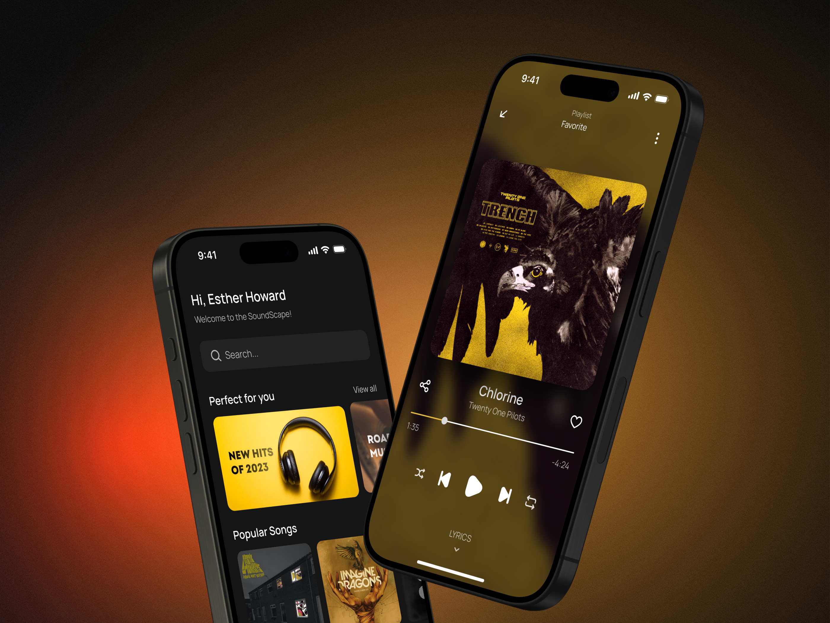 SoundScape - Music Player Mobile App 🎵 autolayout dark mode dark theme dashboard design home mobile mobile app music music app music player player ui ux uxui design