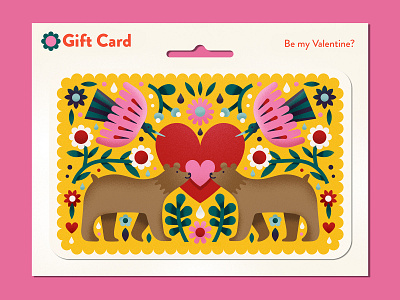 Valentine's Gift Card bear bird card female illustrator flowers gift gift card gift card design heart illustration love mockup store display texture valentine valentines valentines day vday