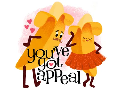 You've got appeal banana character character design design digitalart flat greetingcard illustration texture valentine valentinescard valentinesday