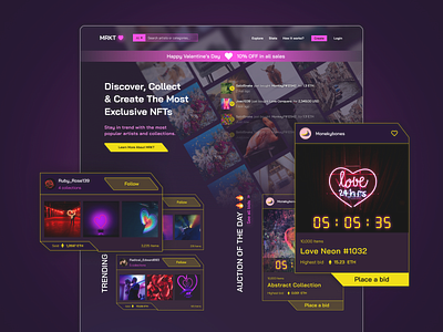 NFT Marketplace concept art auction bids concept crypto cryptocurrencies gallery marketplace nft non fungible token non fungible token synthwave ui design user experience user interface ux