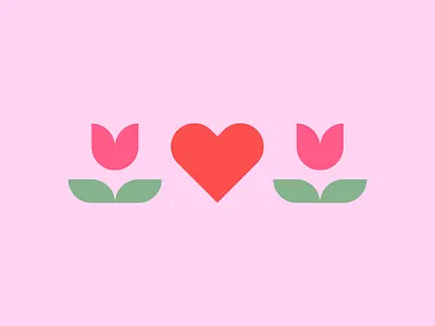 Happy Valentine's Day branding couple crush cupid design flowers geometric heart icon illustration logo love mark negative space pink red tulip valentine valentines day vector