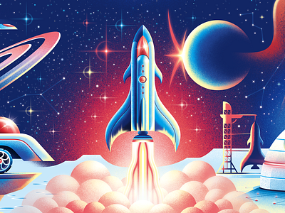 Captain's Log | Entry 8: BLAST OFF! 🚀 aerospace astronaut blast off cosmonaut cosmos illustration illustrator jet propulsion laboratory nasa outer space retrofuturism rocket san diego sci fi shuttle space space shuttle space travel spaceship spacex