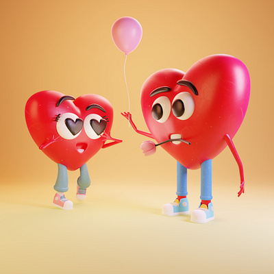 Happy Valentine’s day 3d ballon blender characterdesign illustration love rose valentinesday